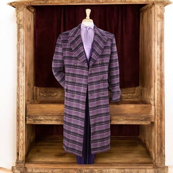 Veno Giovanni Other - MEN'S VENO GIOVANNI 100% WOOL FULL LENGTH PURPLE DOUBLE BREASTED TOP COAT CB-11.